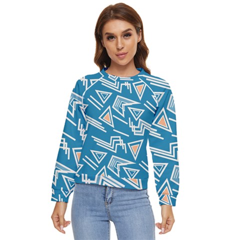 Abstract Pattern Geometric Backgrounds   Women s Long Sleeve Raglan Tee by Eskimos