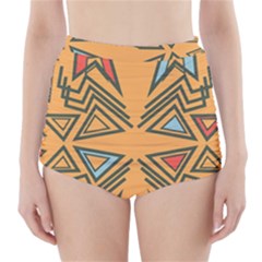 Abstract Pattern Geometric Backgrounds   High-waisted Bikini Bottoms by Eskimos