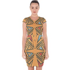 Abstract Pattern Geometric Backgrounds   Capsleeve Drawstring Dress  by Eskimos