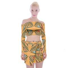 Abstract Pattern Geometric Backgrounds   Off Shoulder Top With Mini Skirt Set by Eskimos