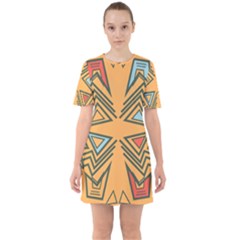 Abstract Pattern Geometric Backgrounds   Sixties Short Sleeve Mini Dress by Eskimos