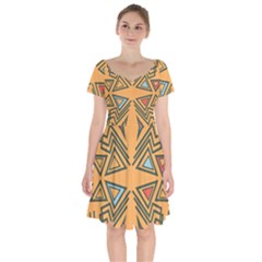 Abstract Pattern Geometric Backgrounds   Short Sleeve Bardot Dress by Eskimos