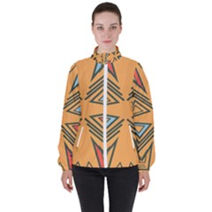 Abstract Pattern Geometric Backgrounds   Women s High Neck Windbreaker by Eskimos