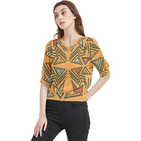 Abstract Pattern Geometric Backgrounds   Quarter Sleeve Blouse by Eskimos