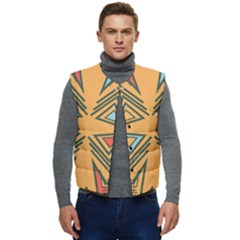 Abstract Pattern Geometric Backgrounds   Men s Short Button Up Puffer Vest	 by Eskimos