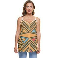 Abstract Pattern Geometric Backgrounds   Casual Spaghetti Strap Chiffon Top