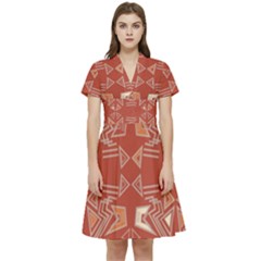 Abstract pattern geometric backgrounds   Short Sleeve Waist Detail Dress