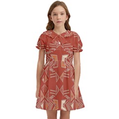 Abstract Pattern Geometric Backgrounds   Kids  Bow Tie Puff Sleeve Dress