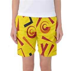 Abstract Pattern Geometric Backgrounds   Women s Basketball Shorts by Eskimos