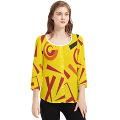 Abstract Pattern Geometric Backgrounds   Chiffon Quarter Sleeve Blouse by Eskimos