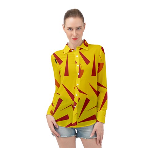 Abstract Pattern Geometric Backgrounds   Long Sleeve Chiffon Shirt by Eskimos