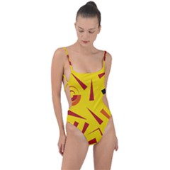 Abstract Pattern Geometric Backgrounds   Tie Strap One Piece Swimsuit by Eskimos