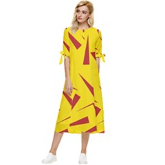 Abstract Pattern Geometric Backgrounds   Bow Sleeve Chiffon Midi Dress