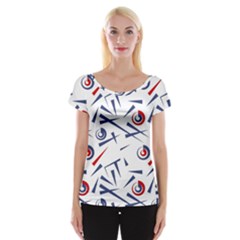 Abstract Pattern Geometric Backgrounds   Cap Sleeve Top by Eskimos