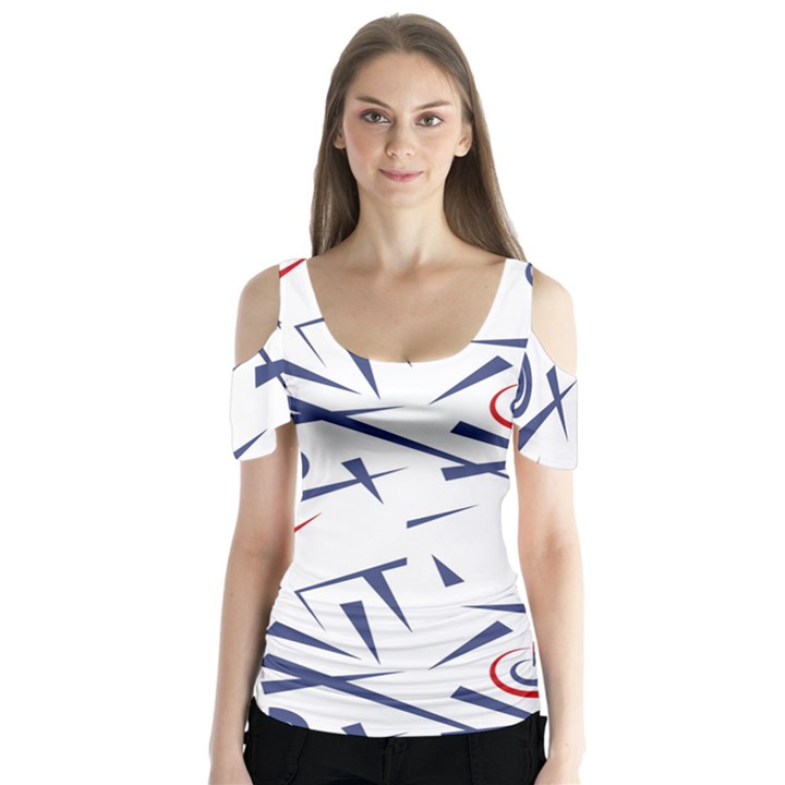 Abstract pattern geometric backgrounds   Butterfly Sleeve Cutout Tee 