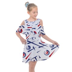 Abstract Pattern Geometric Backgrounds   Kids  Shoulder Cutout Chiffon Dress by Eskimos