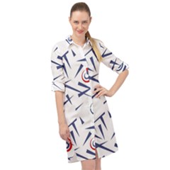 Abstract Pattern Geometric Backgrounds   Long Sleeve Mini Shirt Dress by Eskimos