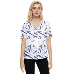 Abstract Pattern Geometric Backgrounds   Bow Sleeve Button Up Top