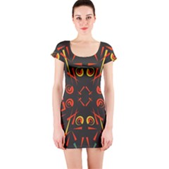 Abstract Pattern Geometric Backgrounds   Short Sleeve Bodycon Dress by Eskimos