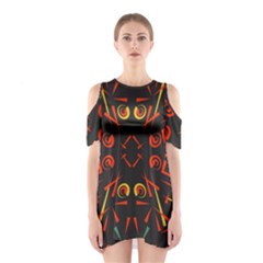 Abstract Pattern Geometric Backgrounds   Shoulder Cutout One Piece Dress by Eskimos