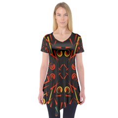 Abstract Pattern Geometric Backgrounds   Short Sleeve Tunic  by Eskimos