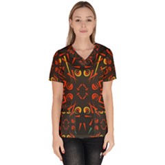 Abstract Pattern Geometric Backgrounds   Women s V-neck Scrub Top by Eskimos