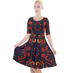 Abstract Pattern Geometric Backgrounds   Quarter Sleeve A-line Dress by Eskimos