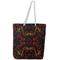 Abstract Pattern Geometric Backgrounds   Full Print Rope Handle Tote (large) by Eskimos