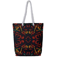 Abstract Pattern Geometric Backgrounds   Full Print Rope Handle Tote (small) by Eskimos