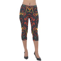 Abstract Pattern Geometric Backgrounds   Lightweight Velour Capri Leggings  by Eskimos