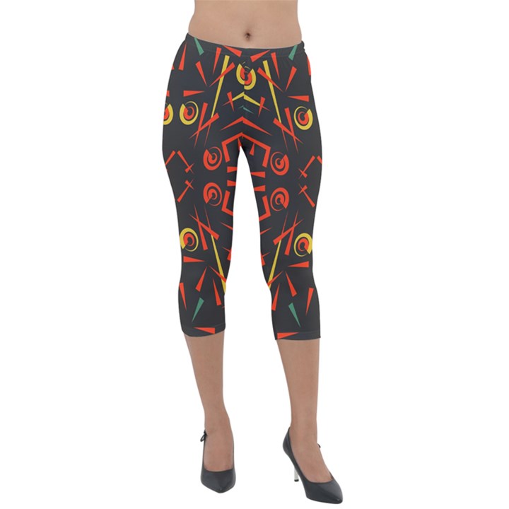 Abstract pattern geometric backgrounds   Lightweight Velour Capri Leggings 