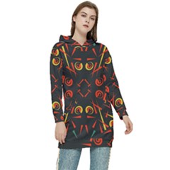 Abstract Pattern Geometric Backgrounds   Women s Long Oversized Pullover Hoodie by Eskimos