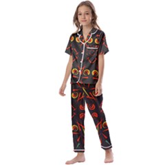 Abstract Pattern Geometric Backgrounds   Kids  Satin Short Sleeve Pajamas Set