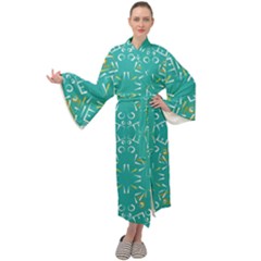 Abstract Pattern Geometric Backgrounds   Maxi Velour Kimono by Eskimos