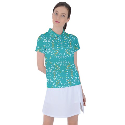 Abstract Pattern Geometric Backgrounds   Women s Polo Tee by Eskimos