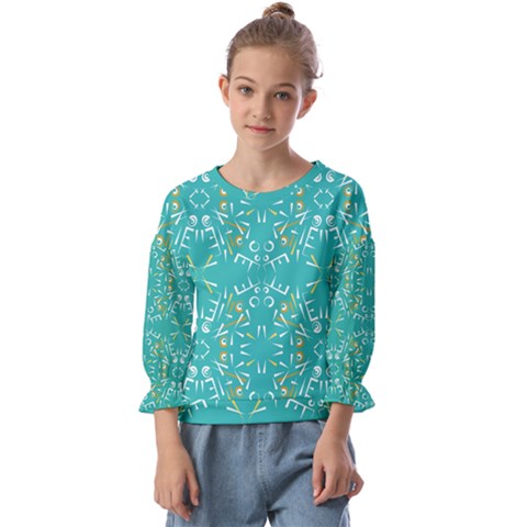 Abstract Pattern Geometric Backgrounds   Kids  Cuff Sleeve Top by Eskimos