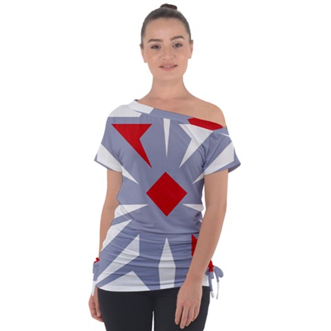 Abstract Pattern Geometric Backgrounds   Off Shoulder Tie-up Tee by Eskimos