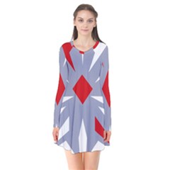 Abstract Pattern Geometric Backgrounds   Long Sleeve V-neck Flare Dress by Eskimos