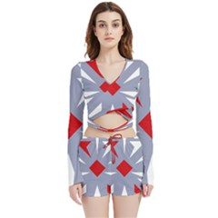 Abstract Pattern Geometric Backgrounds   Velvet Wrap Crop Top And Shorts Set by Eskimos