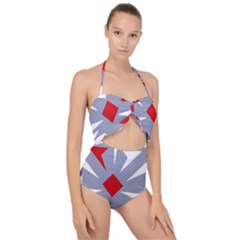 Abstract Pattern Geometric Backgrounds   Scallop Top Cut Out Swimsuit by Eskimos