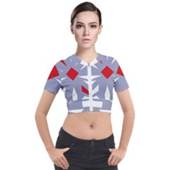 Abstract Pattern Geometric Backgrounds   Short Sleeve Cropped Jacket by Eskimos