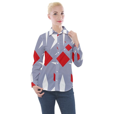 Abstract Pattern Geometric Backgrounds   Women s Long Sleeve Pocket Shirt by Eskimos