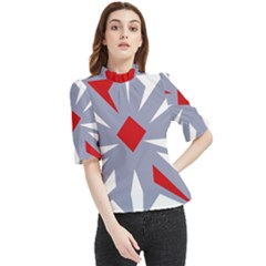 Abstract Pattern Geometric Backgrounds   Frill Neck Blouse