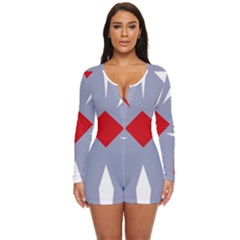 Abstract Pattern Geometric Backgrounds   Long Sleeve Boyleg Swimsuit