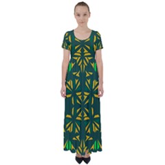 Abstract Pattern Geometric Backgrounds   High Waist Short Sleeve Maxi Dress by Eskimos