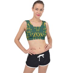 Abstract Pattern Geometric Backgrounds   V-back Sports Bra by Eskimos