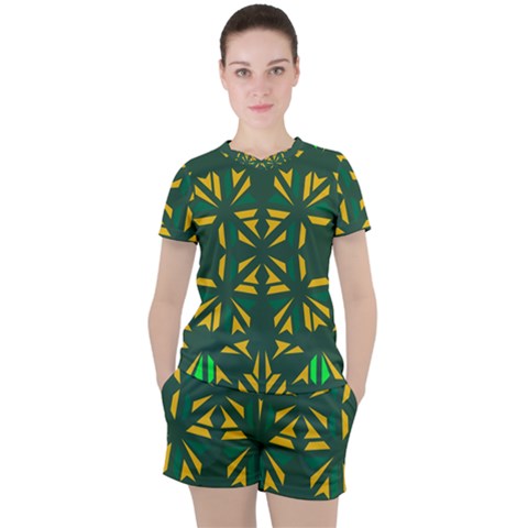 Abstract Pattern Geometric Backgrounds   Women s Tee And Shorts Set by Eskimos