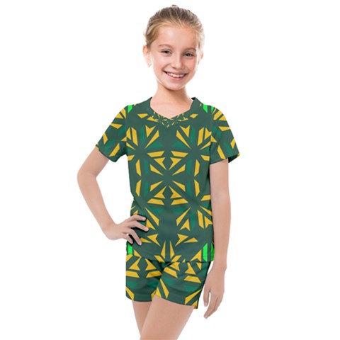 Abstract Pattern Geometric Backgrounds   Kids  Mesh Tee And Shorts Set by Eskimos