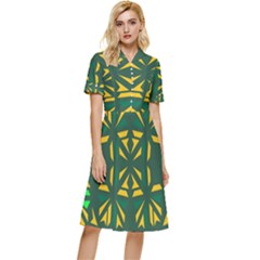 Abstract Pattern Geometric Backgrounds   Button Top Knee Length Dress