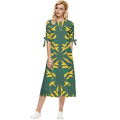 Abstract Pattern Geometric Backgrounds   Bow Sleeve Chiffon Midi Dress by Eskimos